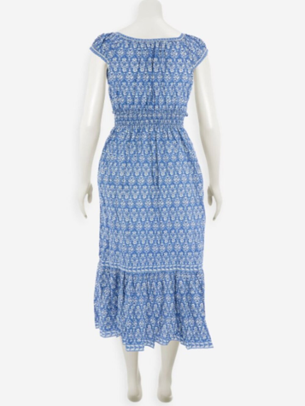 EUC MAX STUDIO Smocked Fit & Flare Maxi Dress, Blue, Size XL - Picture 2 of 10